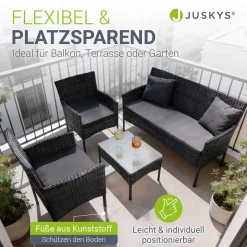 Polyrattan Sitzgruppe Fort Myers 4-teiliges Gartenmöbel-Set mit mediteraner Optik