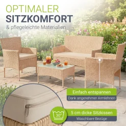 Polyrattan Sitzgruppe Fort Myers 4-teiliges Gartenmöbel-Set mit mediteraner Optik