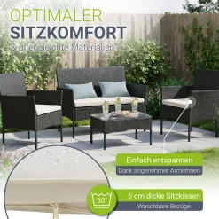Polyrattan Sitzgruppe Fort Myers 4-teiliges Gartenmöbel-Set mit mediteraner Optik