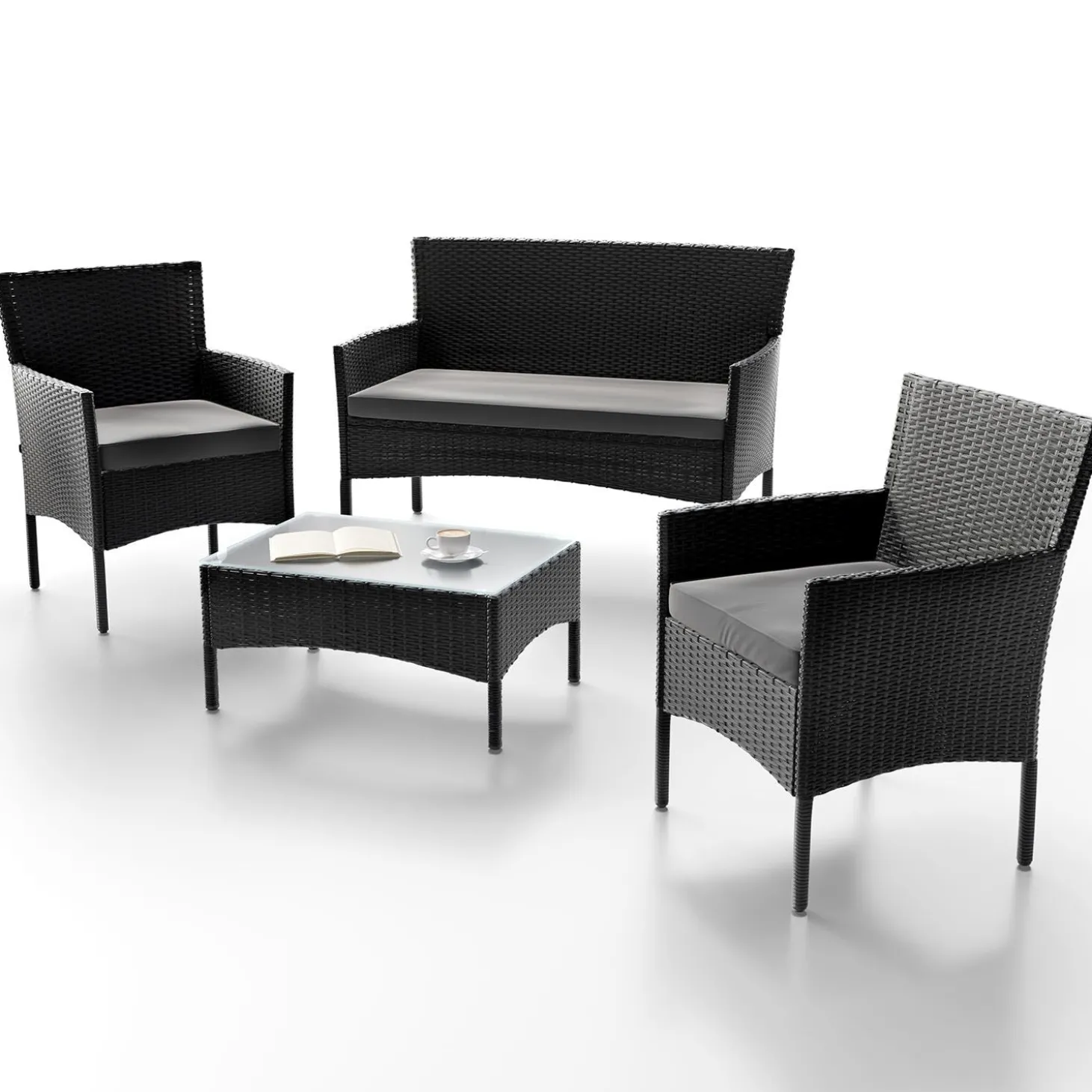 Polyrattan Sitzgruppe Fort Myers 4-teiliges Gartenmöbel-Set mit mediteraner Optik