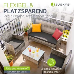 Polyrattan Sitzgruppe Fort Myers 4-teiliges Gartenmöbel-Set mit mediteraner Optik