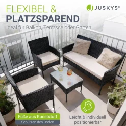 Polyrattan Sitzgruppe Fort Myers 4-teiliges Gartenmöbel-Set mit mediteraner Optik