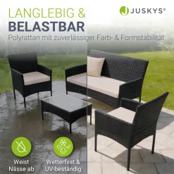 Polyrattan Sitzgruppe Fort Myers 4-teiliges Gartenmöbel-Set mit mediteraner Optik