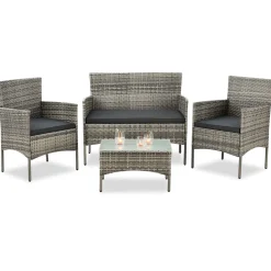 Polyrattan Sitzgruppe Fort Myers 4-teiliges Gartenmöbel-Set mit mediteraner Optik
