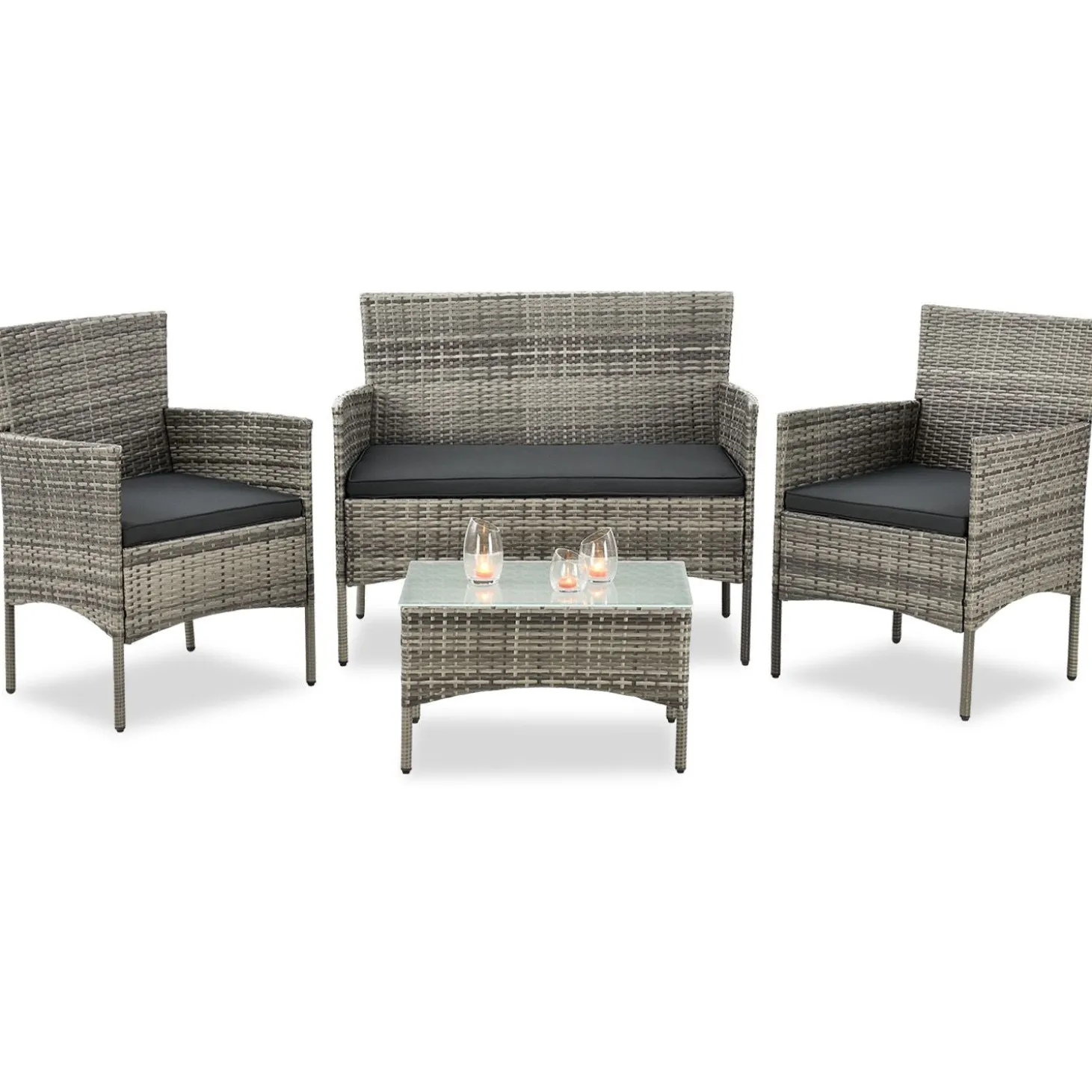 Polyrattan Sitzgruppe Fort Myers 4-teiliges Gartenmöbel-Set mit mediteraner Optik