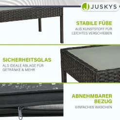 Polyrattan Sitzgruppe Trinidad Gartenmöbel-Set aus Tisch, Bank & 2 Sesseln inkl. Kissen