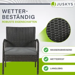 Polyrattan Sitzgruppe Trinidad Gartenmöbel-Set aus Tisch, Bank & 2 Sesseln inkl. Kissen