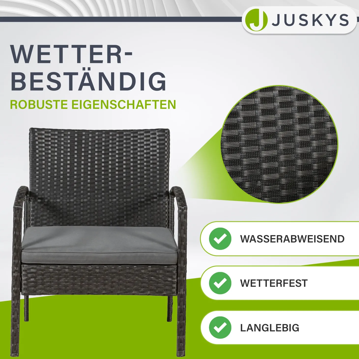 Polyrattan Sitzgruppe Trinidad Gartenmöbel-Set aus Tisch, Bank & 2 Sesseln inkl. Kissen