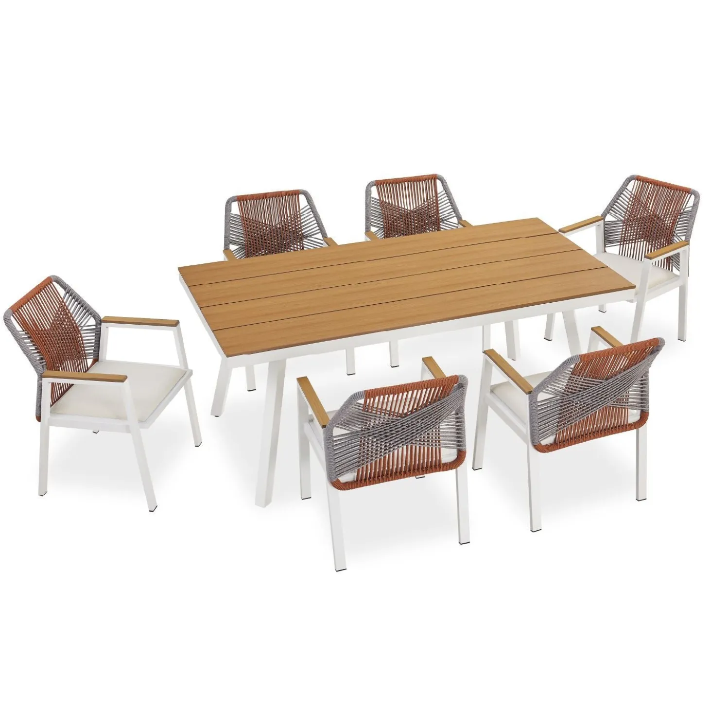 Premium Gartengarnitur Costa Rica Exklusives Gartenmöbel Set für 6 Personen mit Esstisch & Stühlen