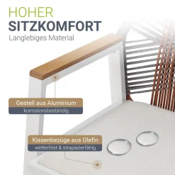 Premium Gartengarnitur Costa Rica Exklusives Gartenmöbel Set für 6 Personen mit Esstisch & Stühlen