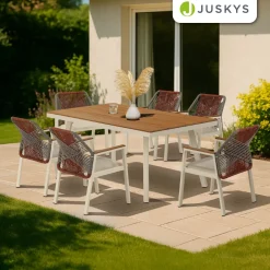Premium Gartengarnitur Costa Rica Exklusives Gartenmöbel Set für 6 Personen mit Esstisch & Stühlen