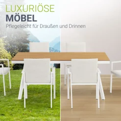 Premium Gartenmöbel Set Maui Design Gartenmöbel wetterfest für 6 Personen aus langlebigem Aluminium