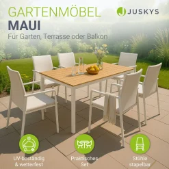 Premium Gartenmöbel Set Maui Design Gartenmöbel wetterfest für 6 Personen aus langlebigem Aluminium