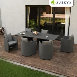 Premium Sitzgruppe Costa Luna Luxus Gartenmöbel Set für 6 Personen mit Tisch & Stühlen