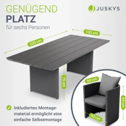 Premium Sitzgruppe Costa Luna Luxus Gartenmöbel Set für 6 Personen mit Tisch & Stühlen