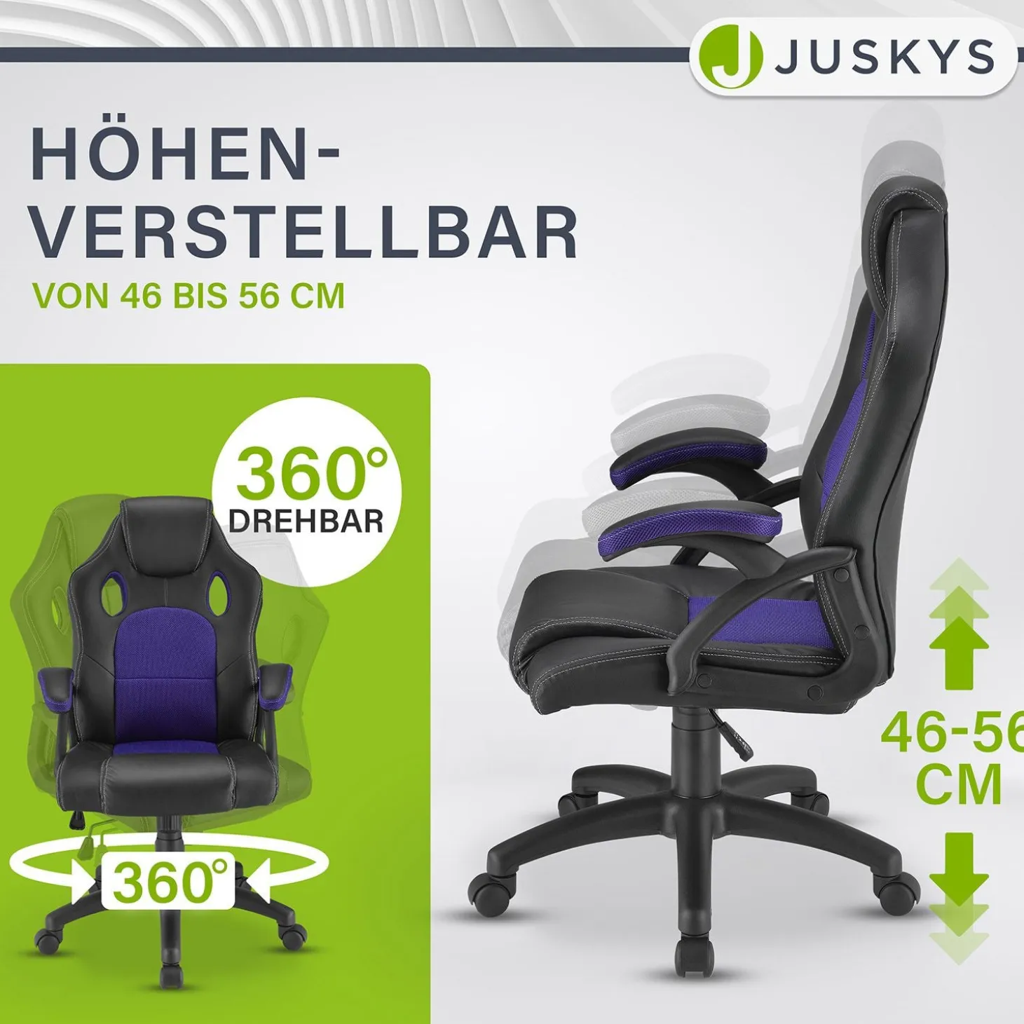 Racing Schreibtischstuhl Montreal Schreibtischstuhl mit verstellbarer Rückenlehne gepolstert
