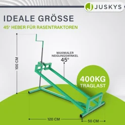 Rasentraktorheber bis 400 kg Hebevorrichtung zum Aufbocken von Aufsitzmähern - inkl. Handschuhe
