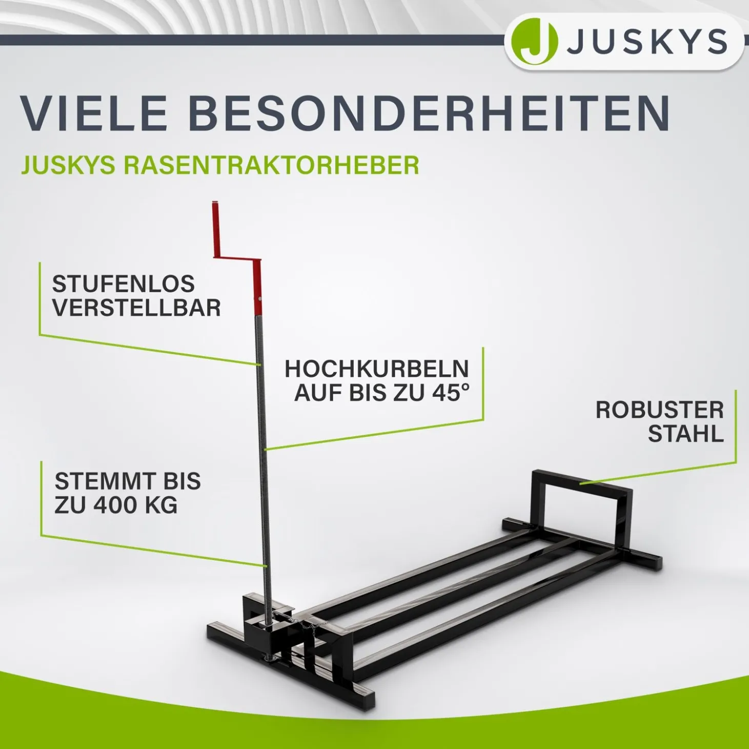 Rasentraktorheber bis 400 kg Hebevorrichtung zum Aufbocken von Aufsitzmähern - inkl. Handschuhe