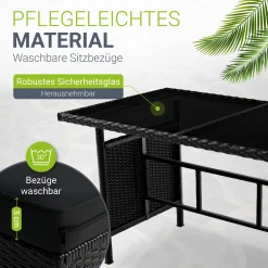 Rattan Lounge Manacor Polyrattan Gartenmöbel-Set für 8 Personen inkl. Kissen