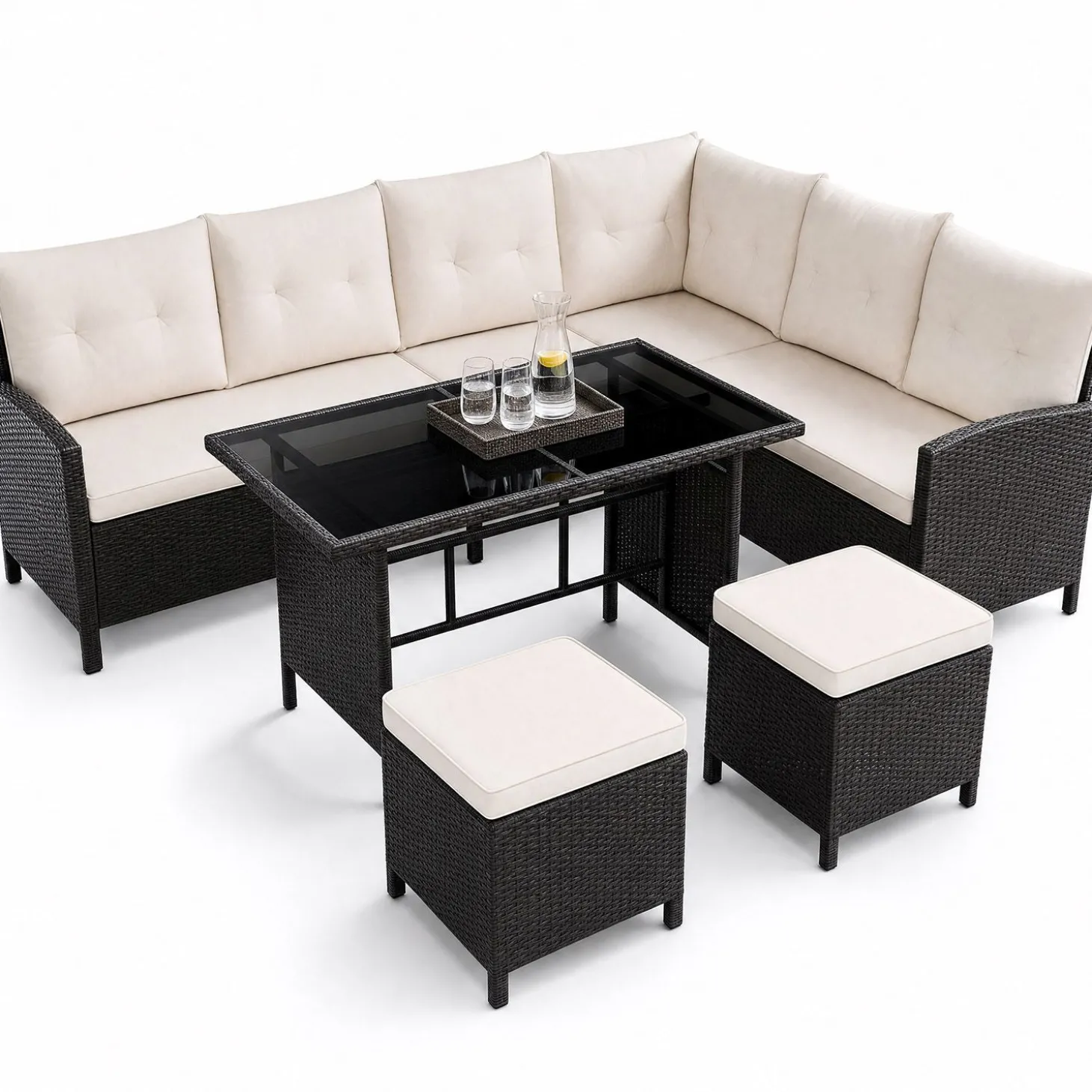 Rattan Lounge Manacor Polyrattan Gartenmöbel-Set für 8 Personen inkl. Kissen