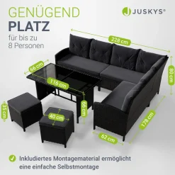 Rattan Lounge Manacor Polyrattan Gartenmöbel-Set für 8 Personen inkl. Kissen
