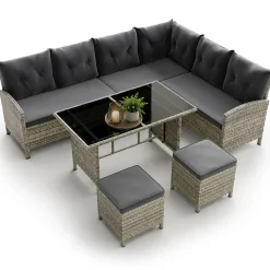 Rattan Lounge Manacor Polyrattan Gartenmöbel-Set für 8 Personen inkl. Kissen