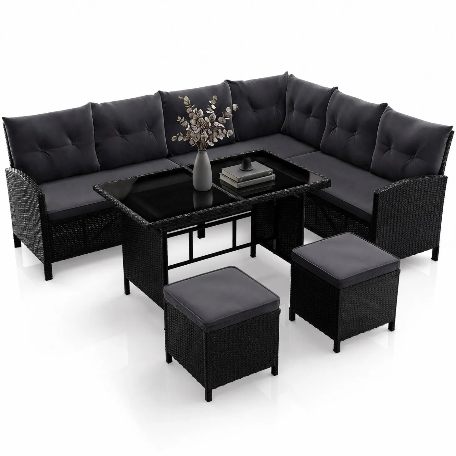 Rattan Lounge Manacor Polyrattan Gartenmöbel-Set für 8 Personen inkl. Kissen
