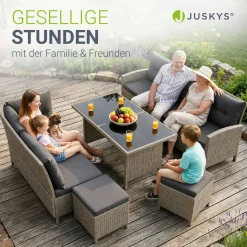Rattan Lounge Manacor Polyrattan Gartenmöbel-Set für 8 Personen inkl. Kissen