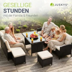 Rattan Lounge Manacor Polyrattan Gartenmöbel-Set für 8 Personen inkl. Kissen