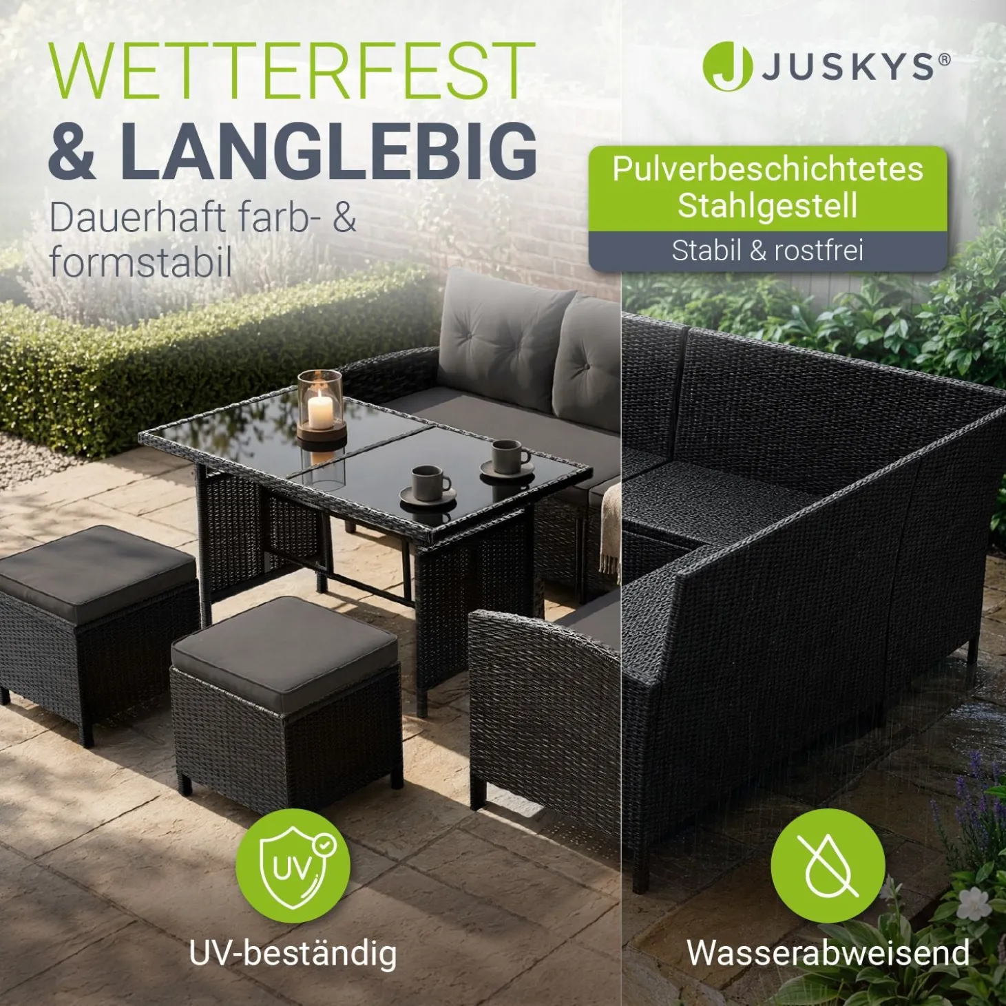 Rattan Lounge Manacor Polyrattan Gartenmöbel-Set für 8 Personen inkl. Kissen