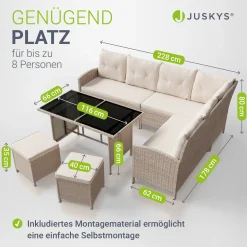 Rattan Lounge Manacor Polyrattan Gartenmöbel-Set für 8 Personen inkl. Kissen
