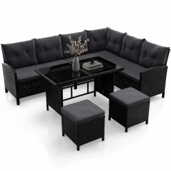Rattan Lounge Manacor Polyrattan Gartenmöbel-Set für 8 Personen inkl. Kissen