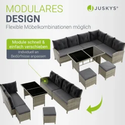 Rattan Lounge Manacor Polyrattan Gartenmöbel-Set für 8 Personen inkl. Kissen