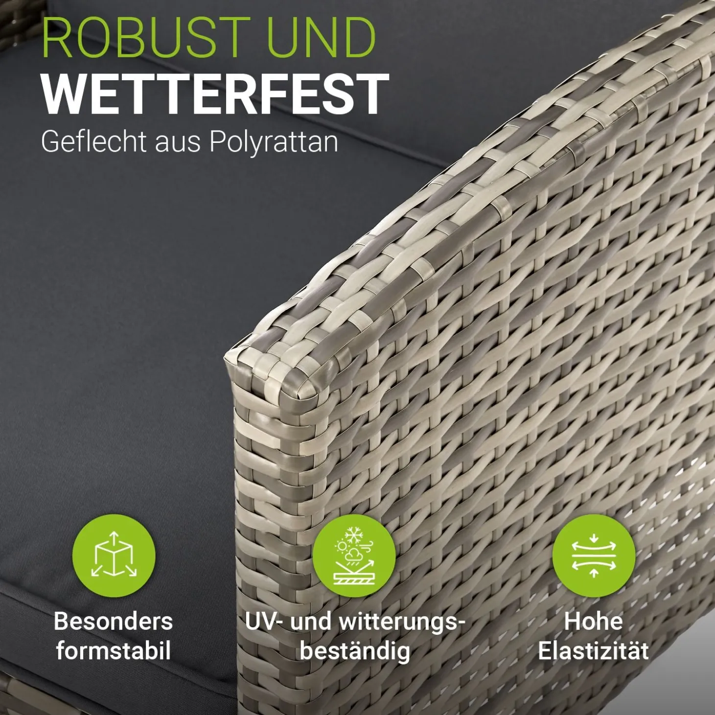 Rattan Sitzgruppe Turin Polyrattan Gartenmöbel-Set für 7 Personen inkl. Kissen