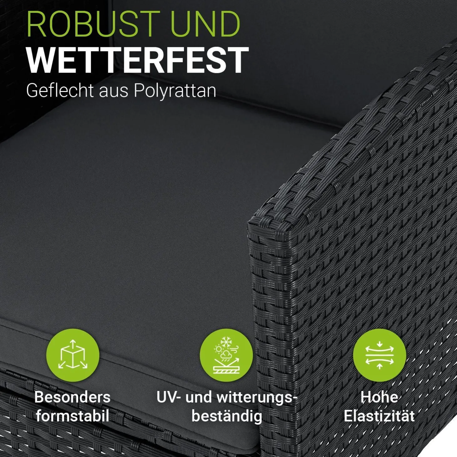 Rattan Sitzgruppe Turin Polyrattan Gartenmöbel-Set für 7 Personen inkl. Kissen