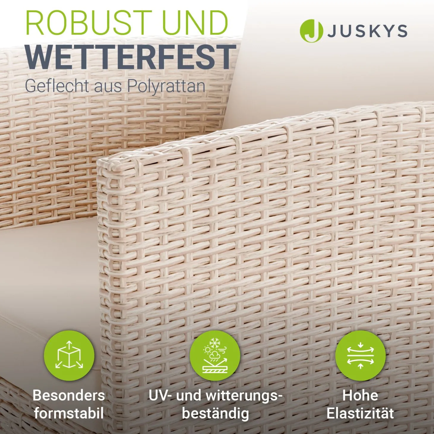 Rattan Sitzgruppe Turin Polyrattan Gartenmöbel-Set für 7 Personen inkl. Kissen