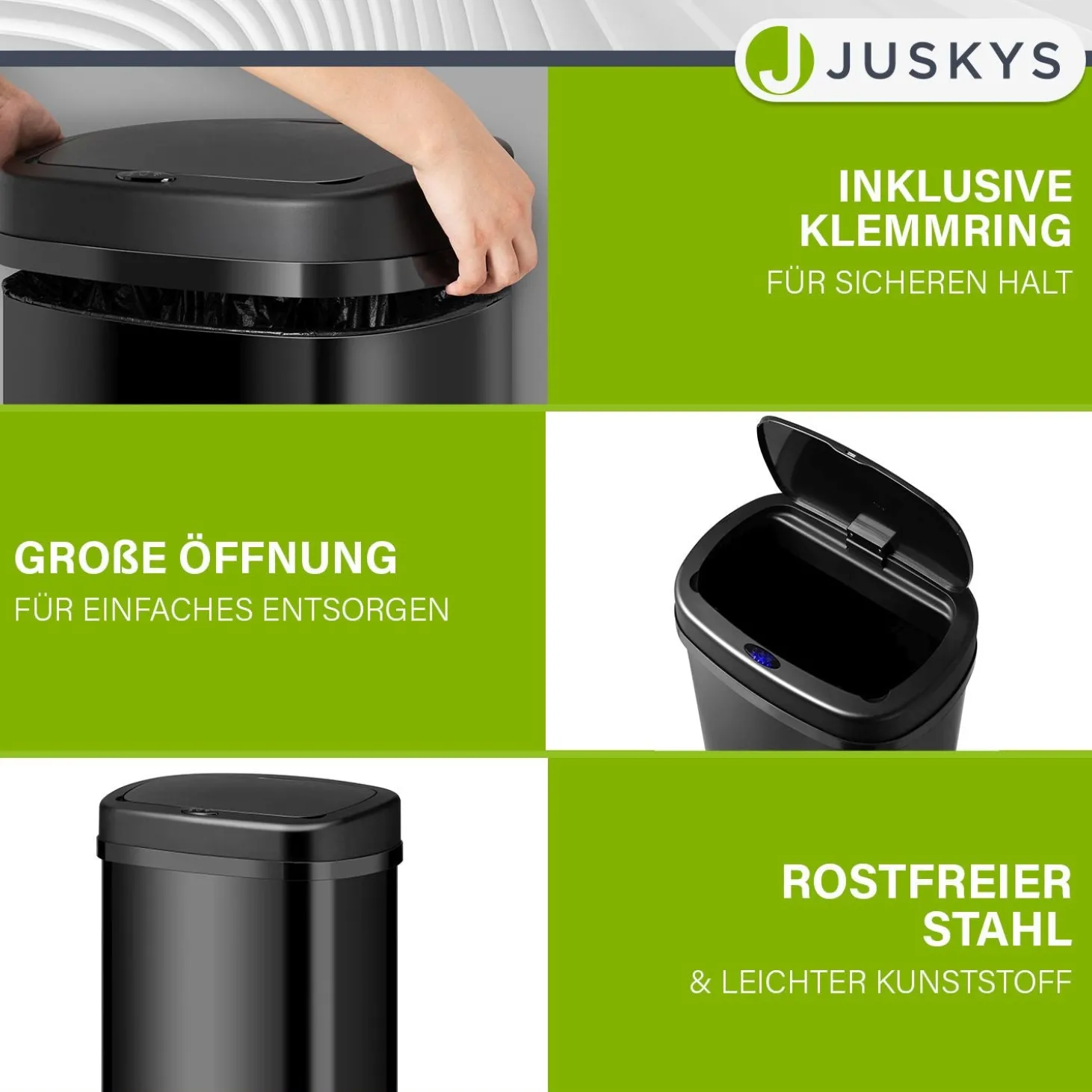 Rechteckiger Mülleimer mit Sensor Automatischer Abfalleimer für kontaktloses Entsorgen von Müll