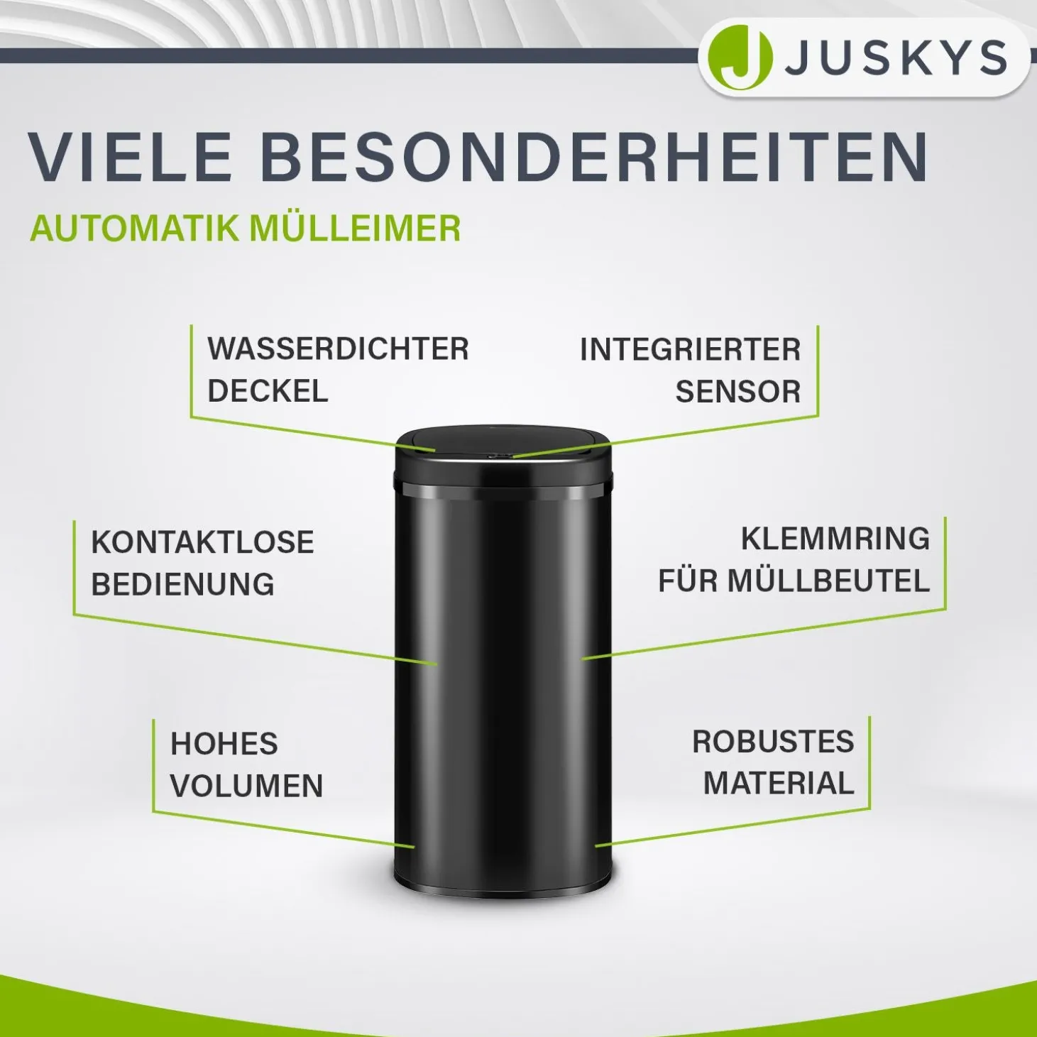 Rechteckiger Mülleimer mit Sensor Automatischer Abfalleimer für kontaktloses Entsorgen von Müll