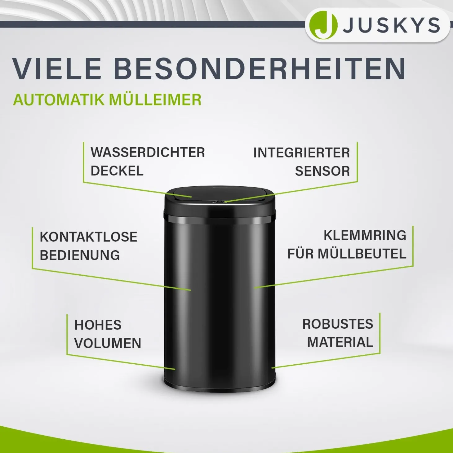 Rechteckiger Mülleimer mit Sensor Automatischer Abfalleimer für kontaktloses Entsorgen von Müll