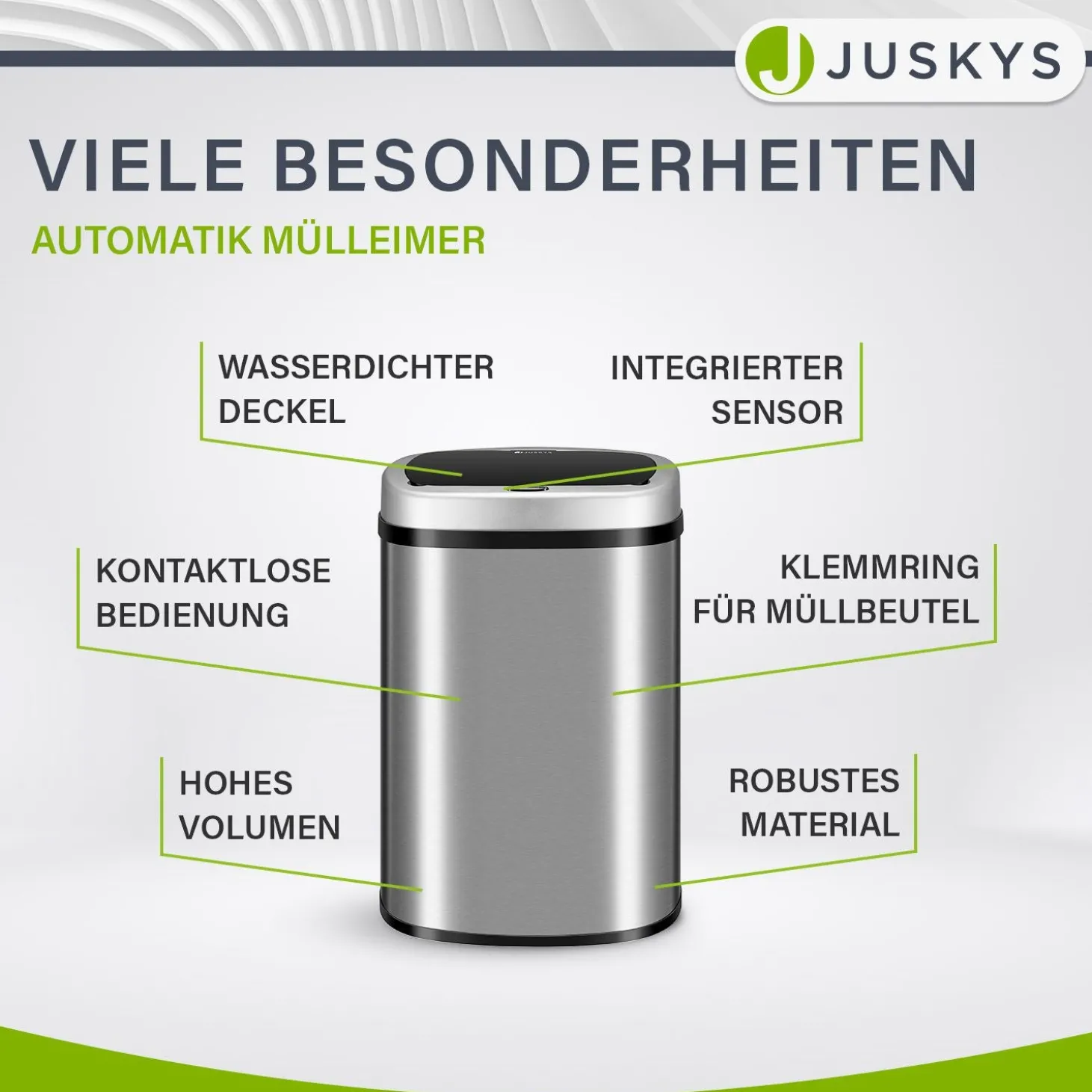 Rechteckiger Mülleimer mit Sensor Automatischer Abfalleimer für kontaktloses Entsorgen von Müll