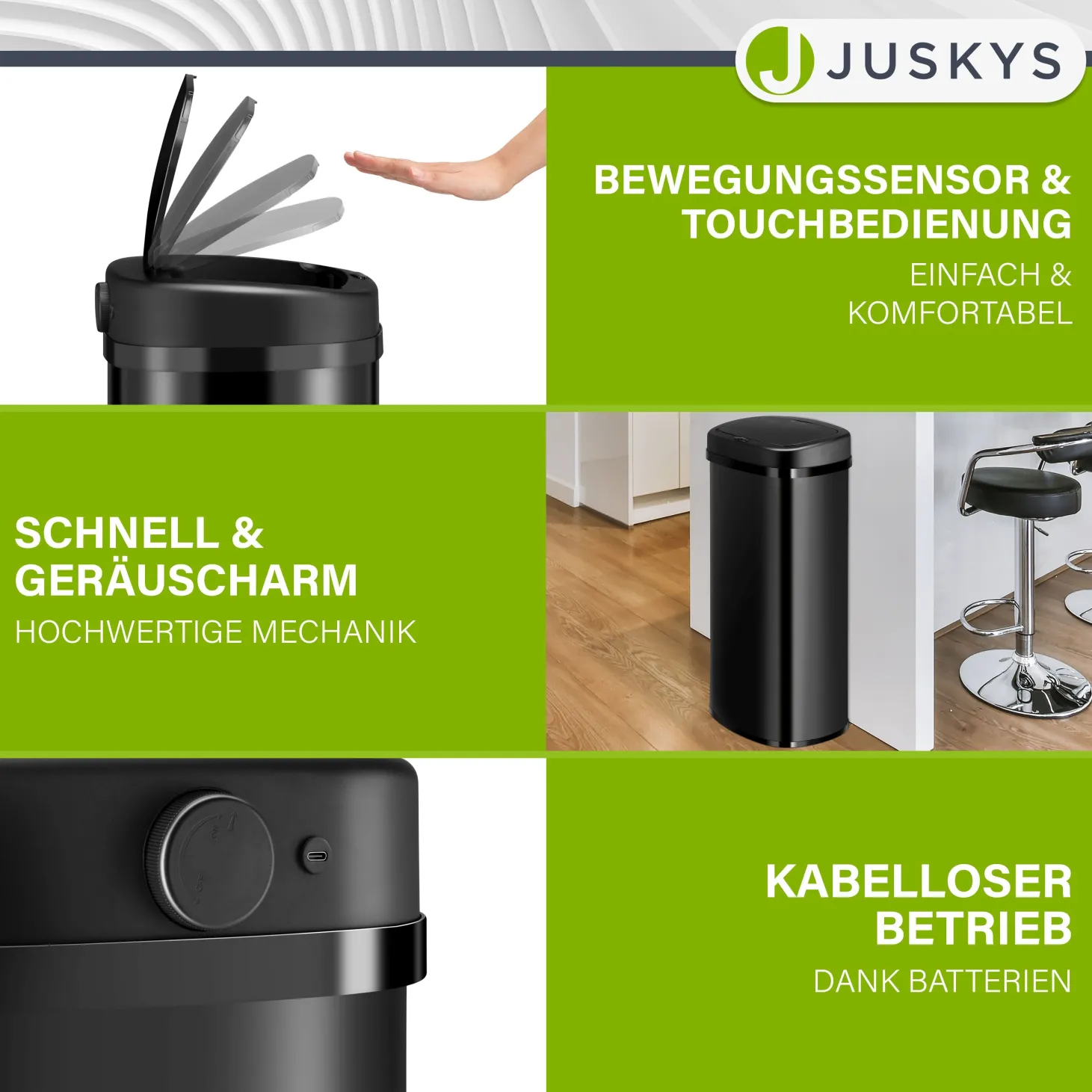 Rechteckiger Mülleimer mit Sensor Automatischer Abfalleimer für kontaktloses Entsorgen von Müll