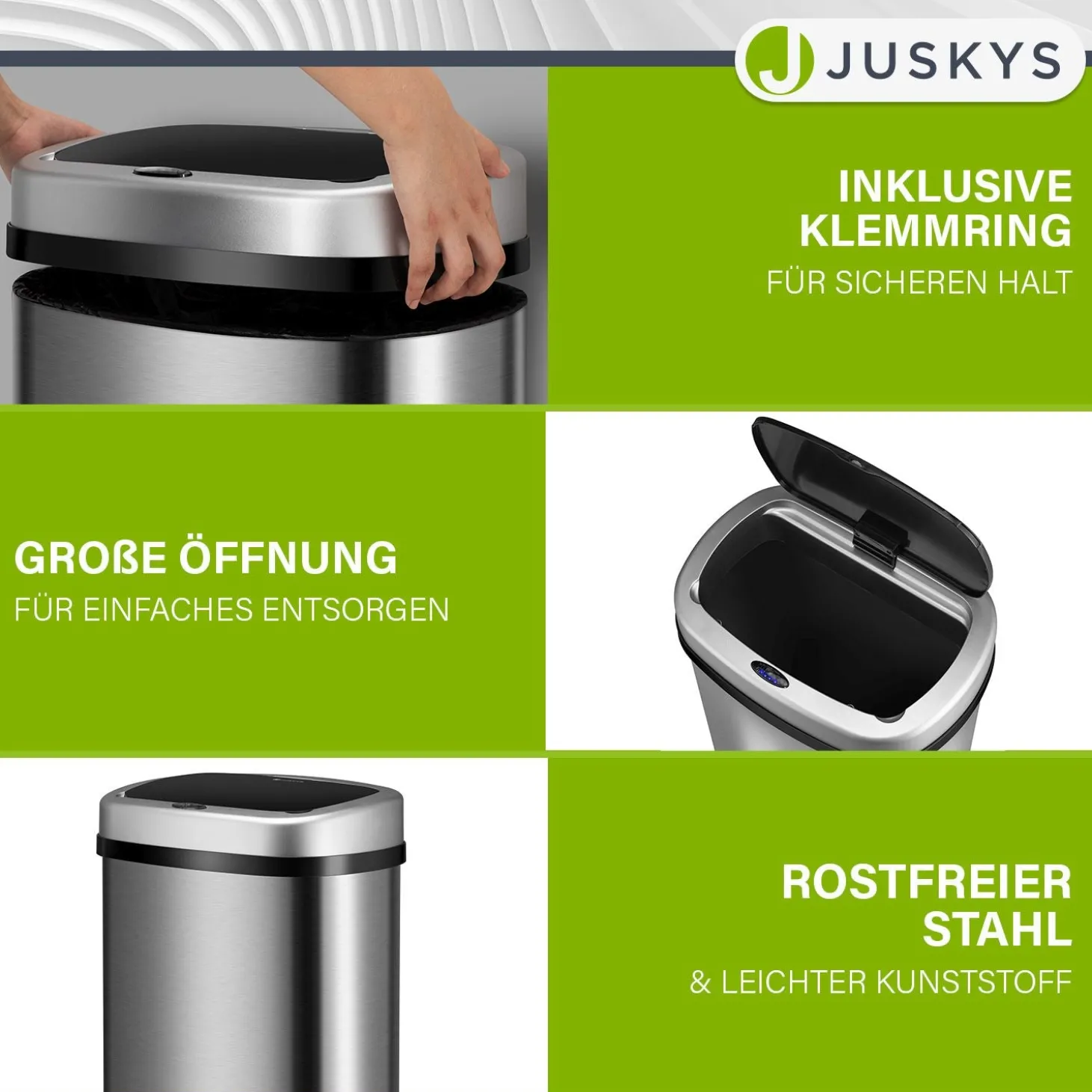 Rechteckiger Mülleimer mit Sensor Automatischer Abfalleimer für kontaktloses Entsorgen von Müll
