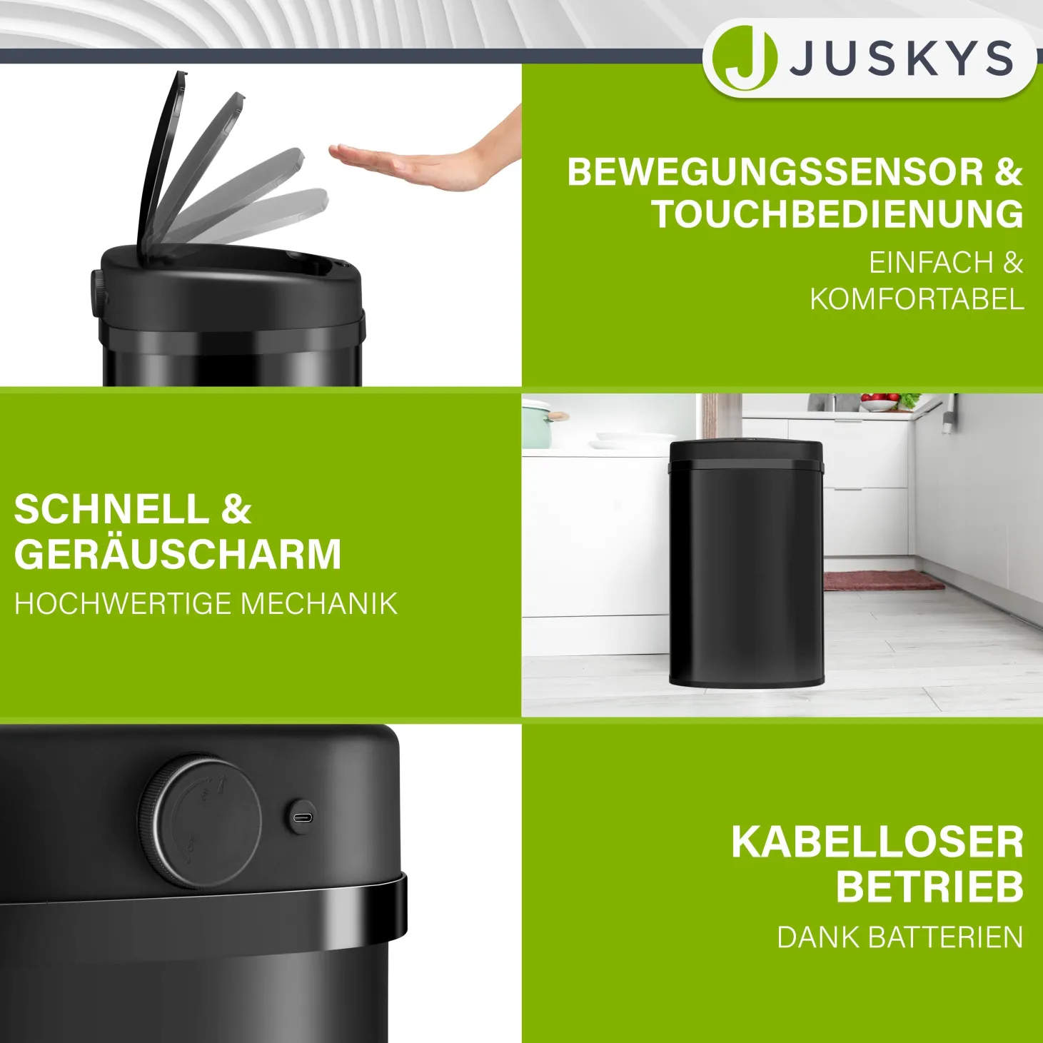 Rechteckiger Mülleimer mit Sensor Automatischer Abfalleimer für kontaktloses Entsorgen von Müll