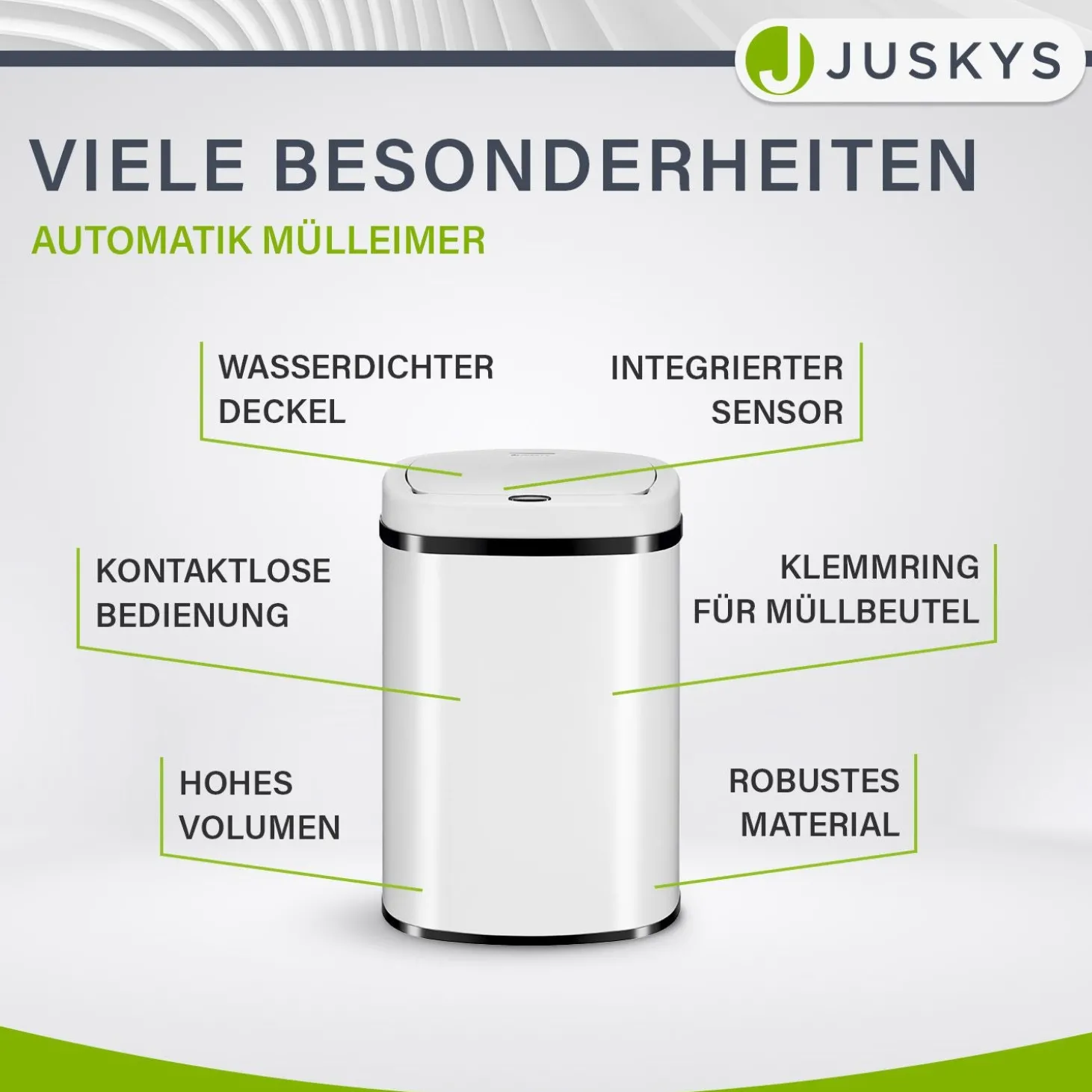 Rechteckiger Mülleimer mit Sensor Automatischer Abfalleimer für kontaktloses Entsorgen von Müll