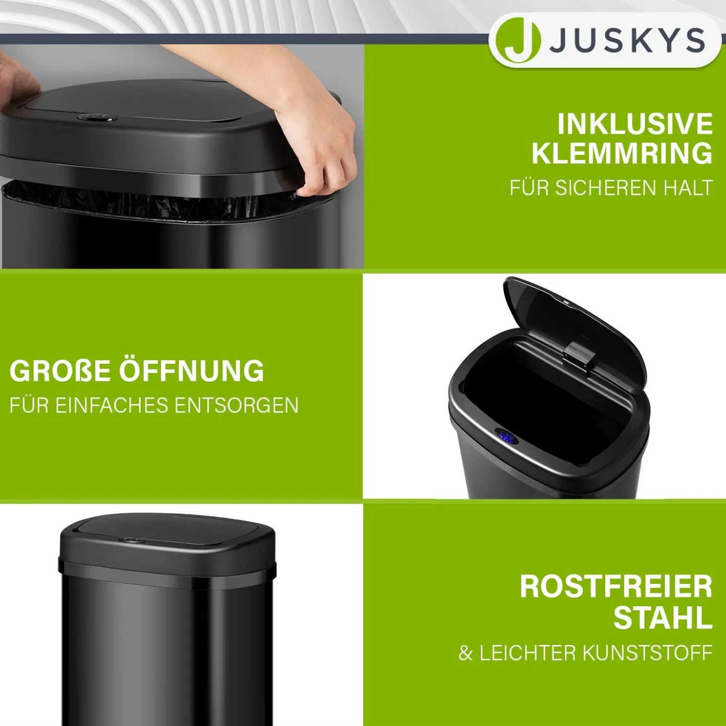 Rechteckiger Mülleimer mit Sensor Automatischer Abfalleimer für kontaktloses Entsorgen von Müll