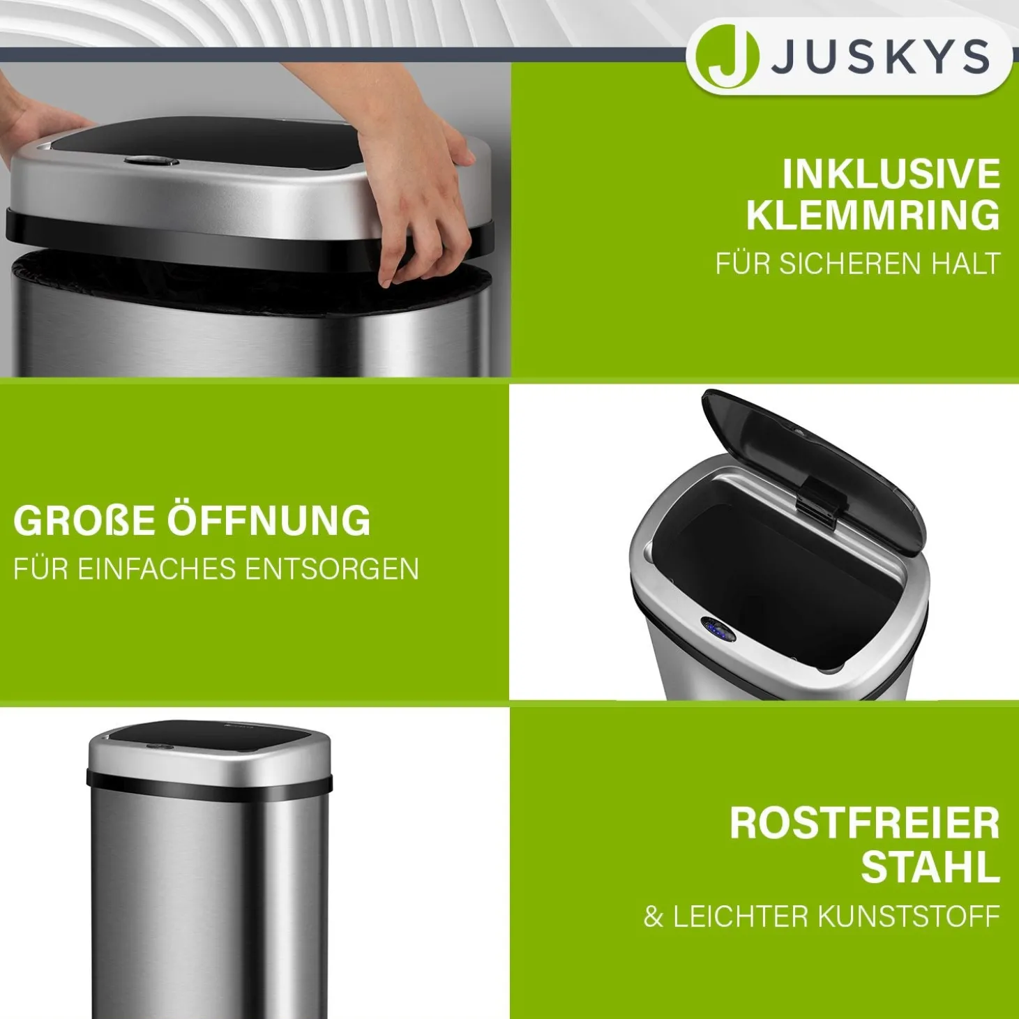 Rechteckiger Mülleimer mit Sensor Automatischer Abfalleimer für kontaktloses Entsorgen von Müll