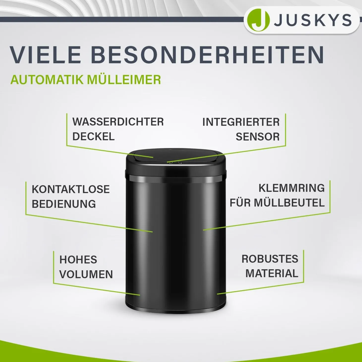 Rechteckiger Mülleimer mit Sensor Automatischer Abfalleimer für kontaktloses Entsorgen von Müll