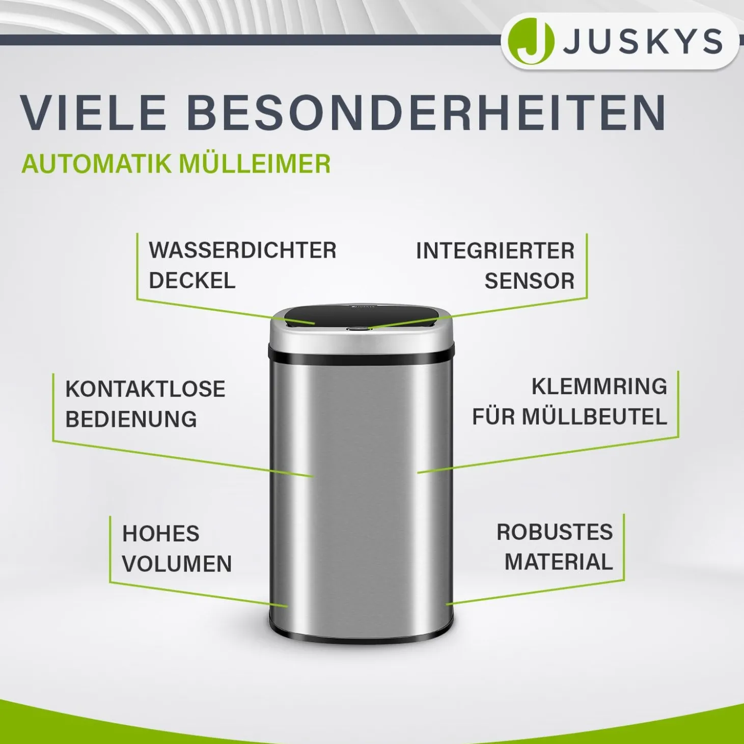 Rechteckiger Mülleimer mit Sensor Automatischer Abfalleimer für kontaktloses Entsorgen von Müll