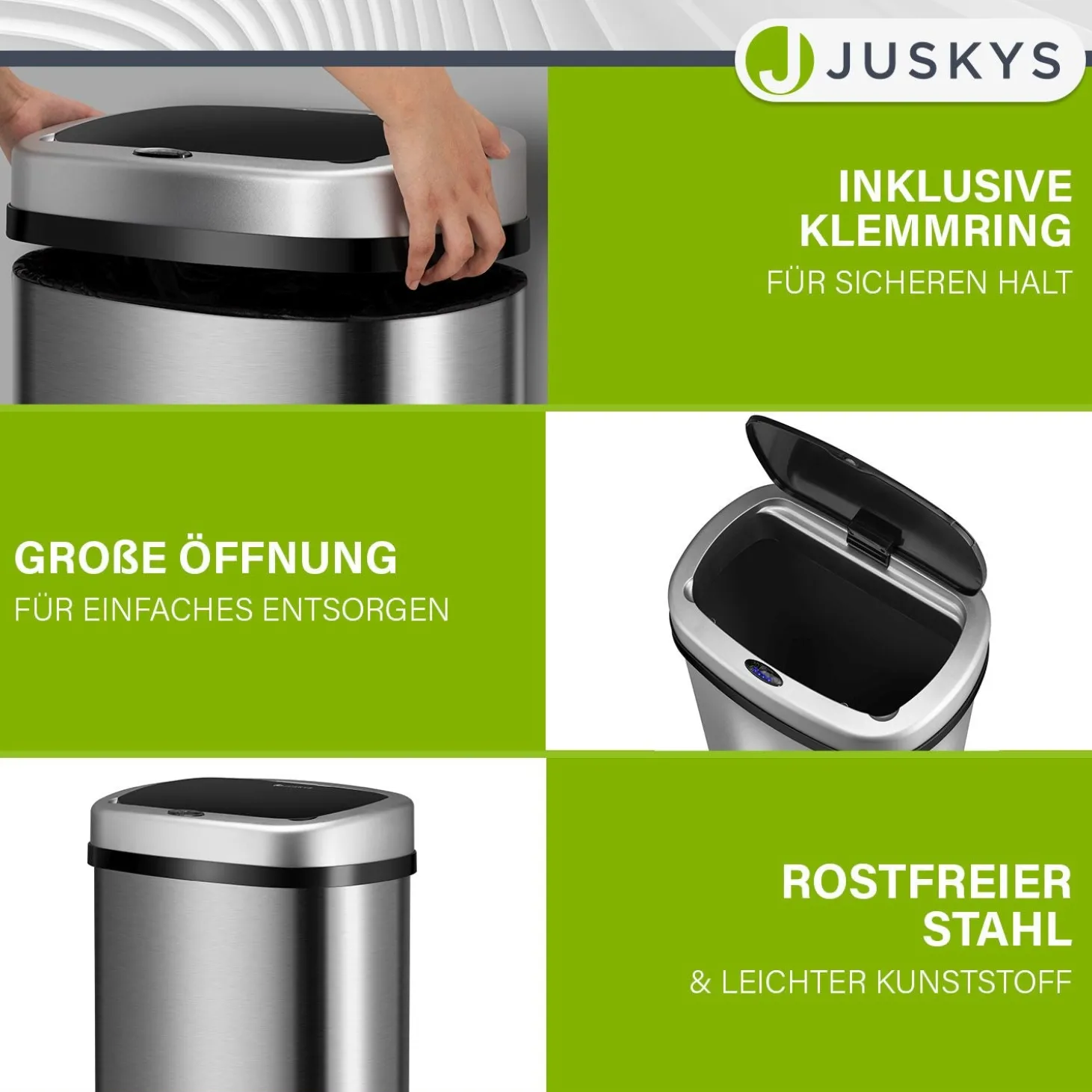 Rechteckiger Mülleimer mit Sensor Automatischer Abfalleimer für kontaktloses Entsorgen von Müll