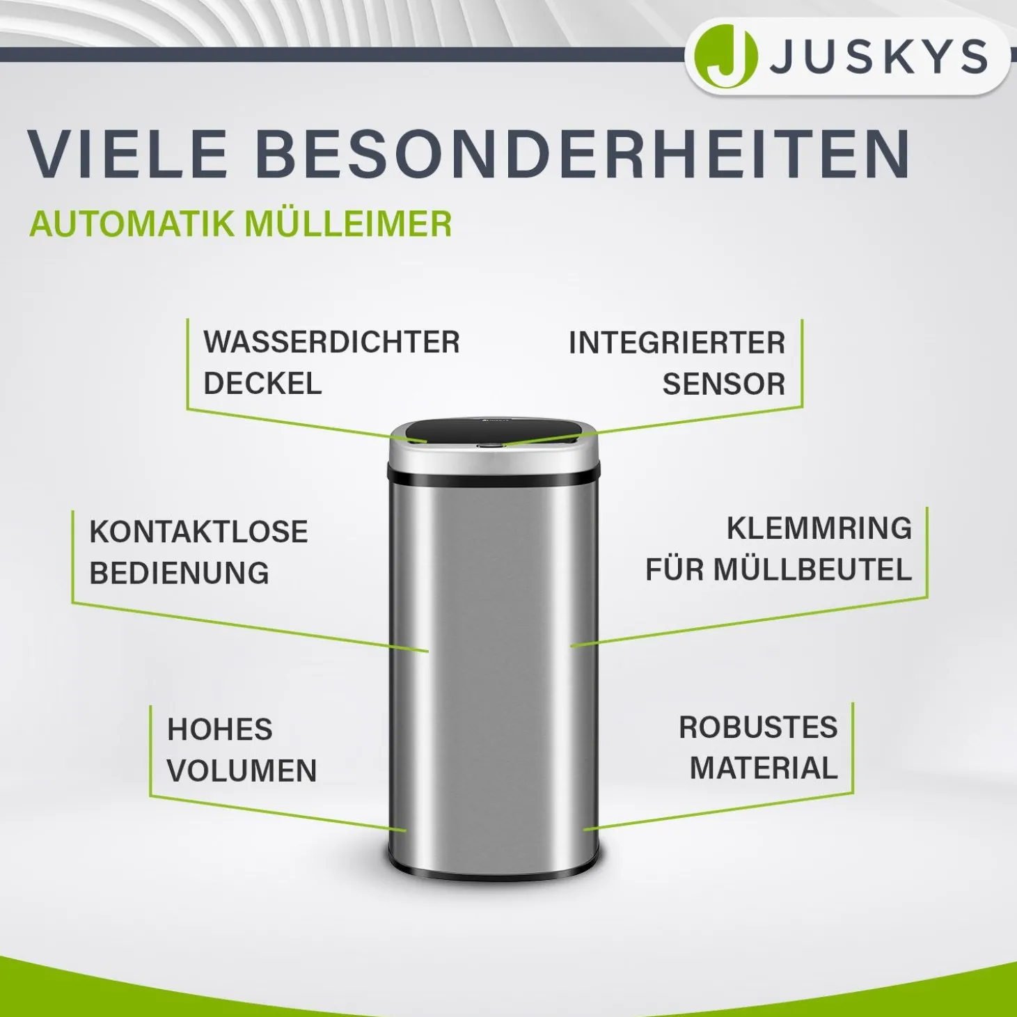 Rechteckiger Mülleimer mit Sensor Automatischer Abfalleimer für kontaktloses Entsorgen von Müll